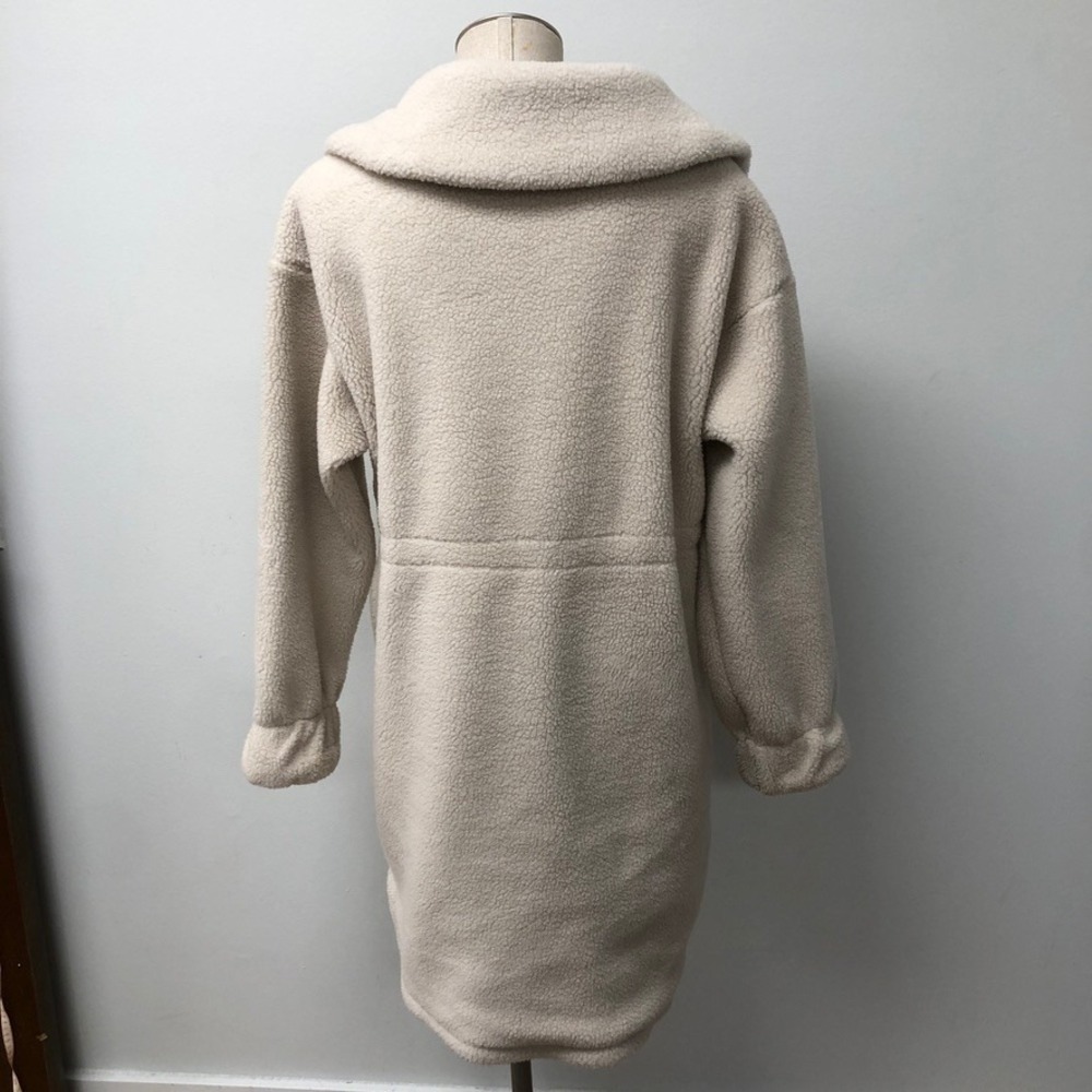 All in Motion Sherpa Jacket Womens Small Cream Long Faux Fur Full Zip Pockets - Picture 4 of 9